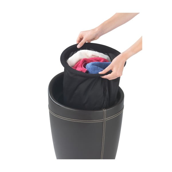 Melns veļas grozs un taburete divi vienā Wenko Linen Look, 20 l-image-2