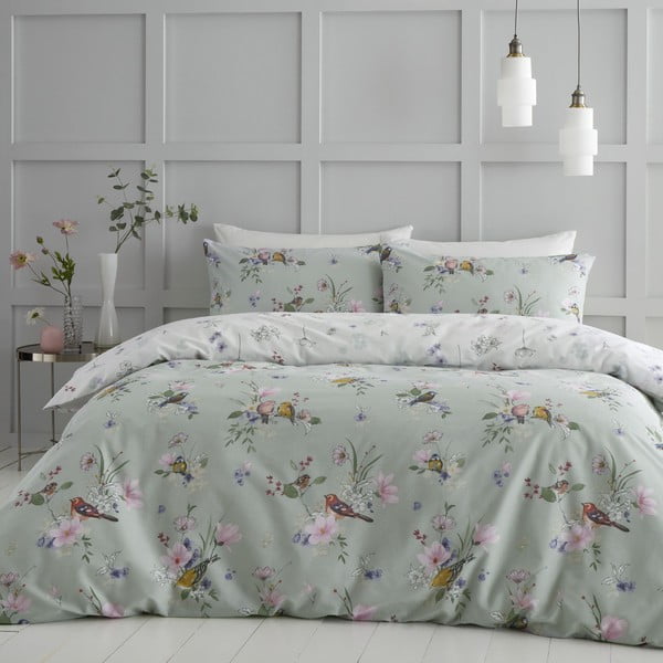 Gaiši zaļa vienguļamā gultas veļa 135x200 cm Songbird – Catherine Lansfield
