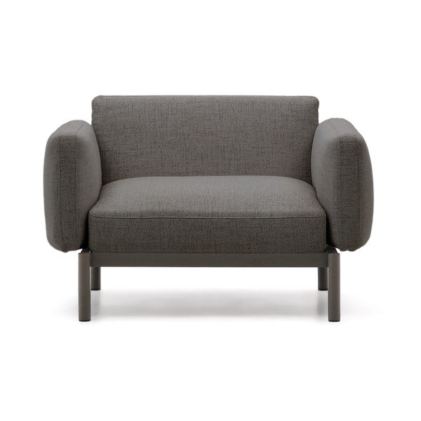 Pelēks polsterēts dārza atpūtas krēsls Sorells – Kave Home-image-2