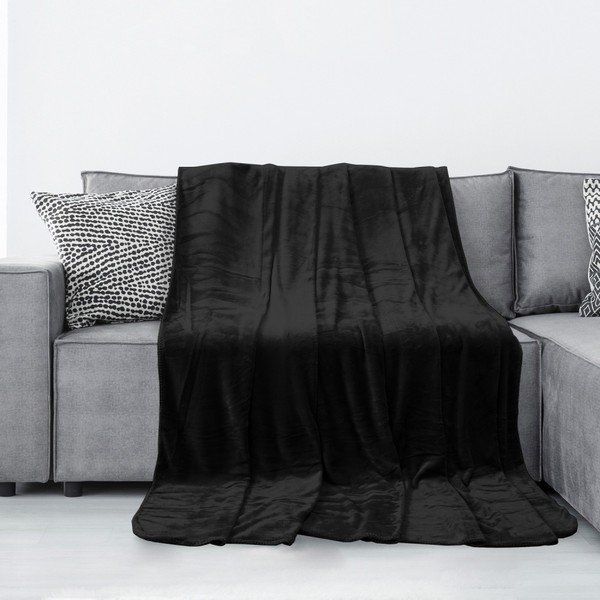 Melna mikrošķiedras sega AmeliaHome Tyler, 150 x 200 cm-image-1