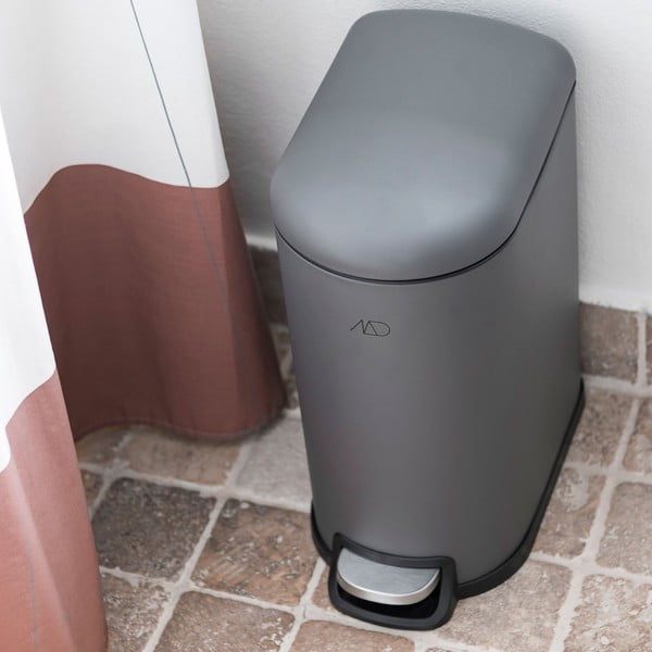 Tumši pelēka metāla atkritumu tvertne ar pedāli 10 l Walther – Mette Ditmer Denmark-image-2