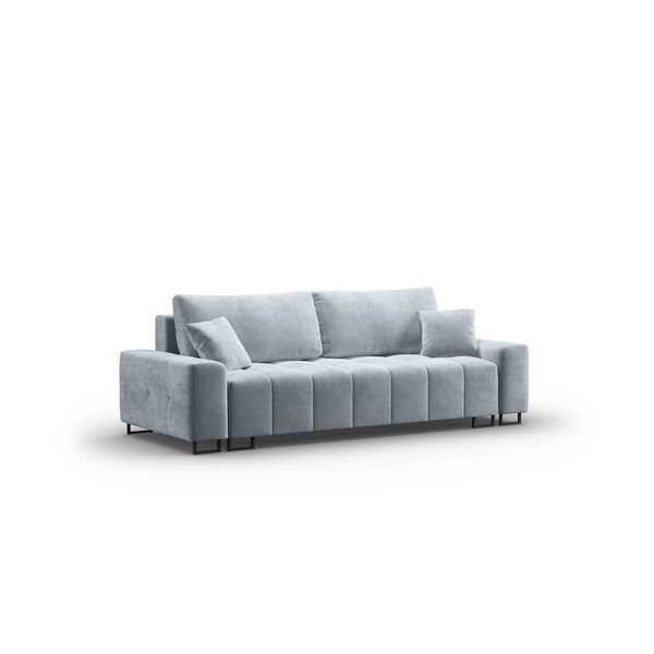 Gaiši zils samta salokāms dīvāns ar uzglabāšanas vietu 250 cm Wicklow – Cosmopolitan Design-image-2