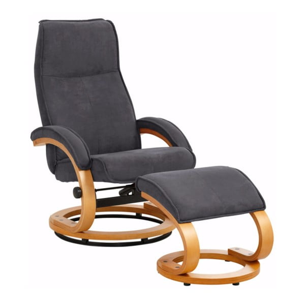Pelēka krēsla un kāju paliktņa komplekts ar auduma pārvalku Støraa Rika