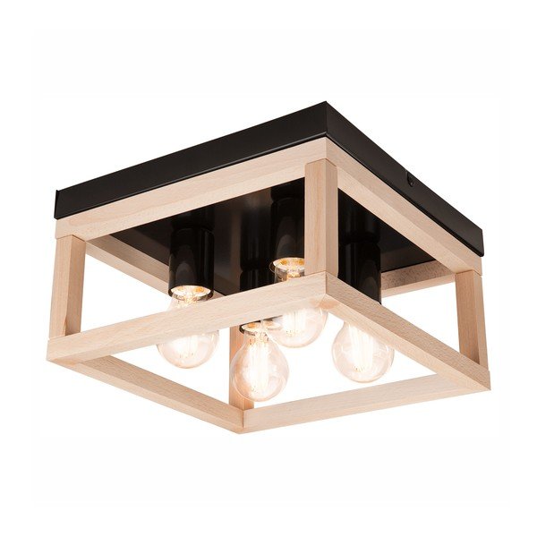 Melna/dabīga toņa griestu lampa 30x30 cm Villy – LAMKUR
