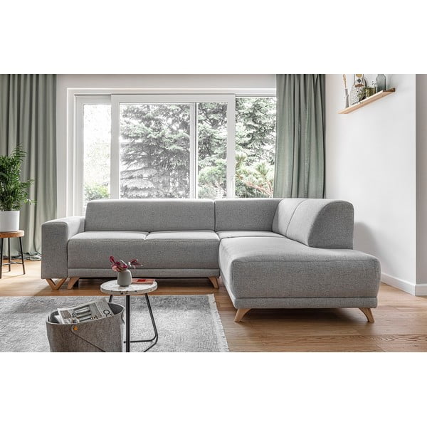 Gaiši pelēks salokāms/ar uzglabāšanas vietu stūra dīvāns (ar labo stūri/L veida) Classy Sophie – Miuform-image-1