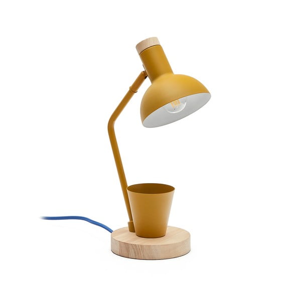 Sinepju dzeltena galda lampa ar metāla abažūru (augstums 37 cm) Katia – Kave Home