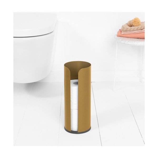 Zelta krāsas tērauda tualetes papīra turētājs ReNew – Brabantia-image-1
