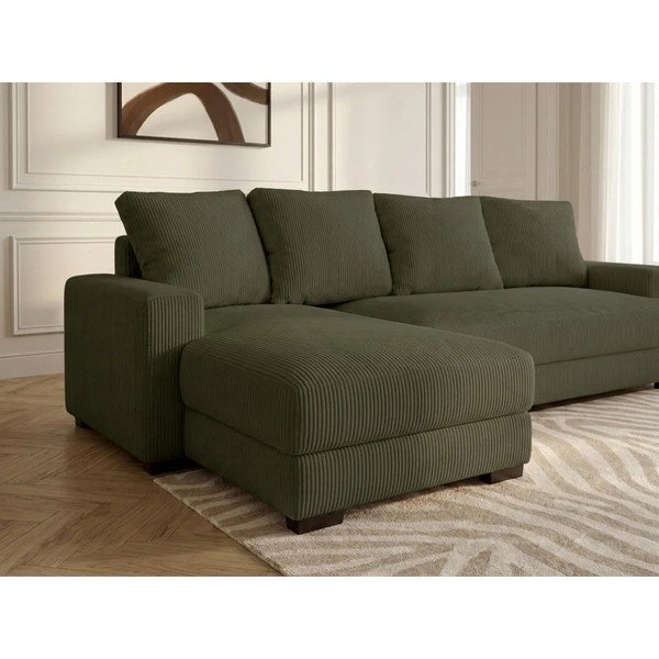 Zaļš velveta salokāms/ar uzglabāšanas vietu stūra dīvāns (ar kreiso stūri/ar zvilni) Campi – Bobochic Paris-image-4