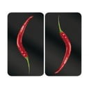 Stikla aizsargplāksnes plītij (2 gab.) Wenko Peperoni, 52 x 30 cm