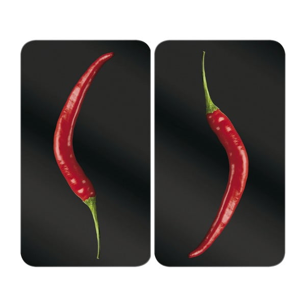 Stikla aizsargplāksnes plītij (2 gab.) Wenko Peperoni, 52 x 30 cm