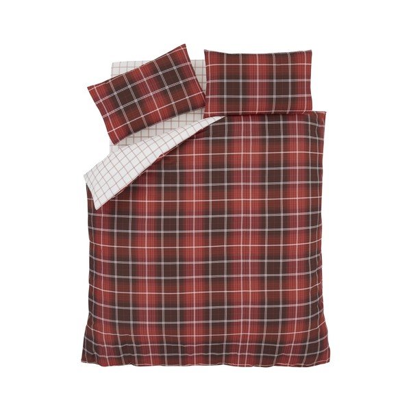 Sarkana divguļamā gultas veļa Catherine Lansfield Tartan Check, 220 x 230 cm-image-1