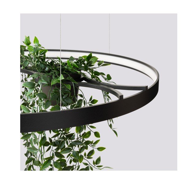 Melna alumīnija LED piekaramā lampa ø 78 cm RIO – Thoro-image-3