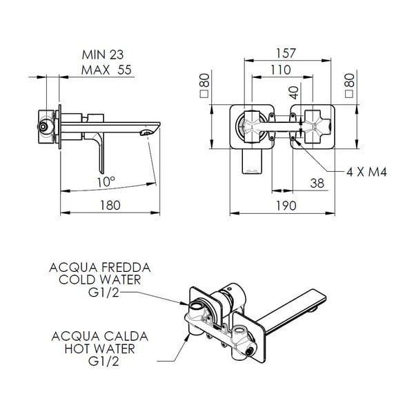 Matēti melns iebūvēts jaucējkrāns izlietnei (ar 1 izvadu) Pax – Sapho-image-2