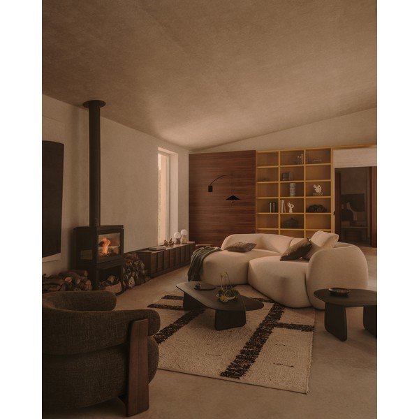 Krēmkrāsas stūra dīvāns no šenila auduma (ar kreiso stūri/ar zvilni) Martina – Kave Home-image-1