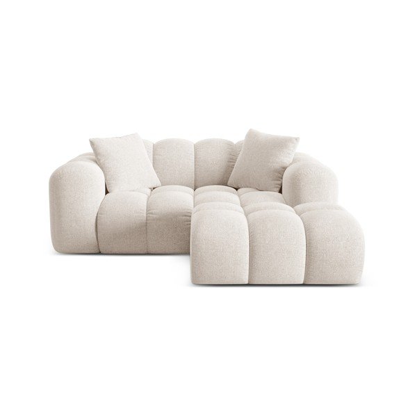 Krēmkrāsas stūra dīvāns no šenila auduma (ar labo stūri/ar zvilni) Treno – Cosmopolitan Design