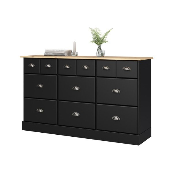 Melna kumode ar 9 atvilktnēm Støraa Leander-image-1