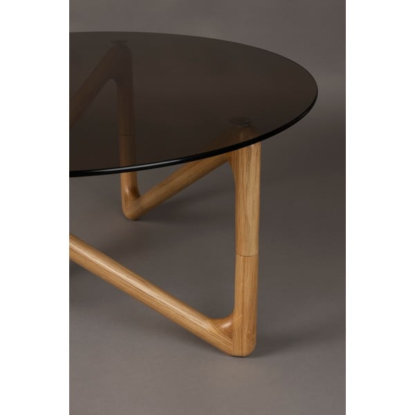 Dabīga toņa apaļš žurnālgaldiņš ar stikla galda virsmu ø 80 cm Naia – Dutchbone-image-3