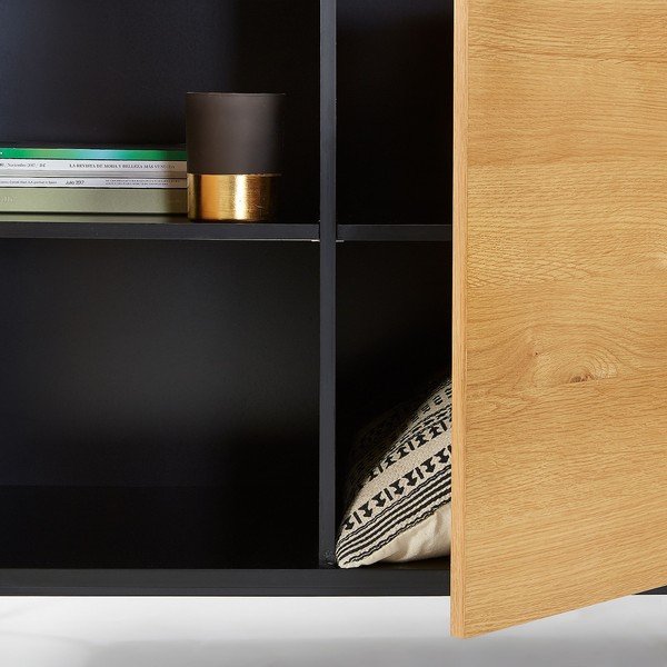 Melna kumode ar brūnām detaļām Kave Home SAVOI, 165 x 80 cm-image-1