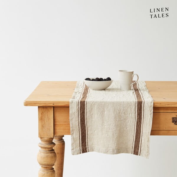 Lina galda celiņš 40x200 cm Mocca Stripe Vintage – Linen Tales