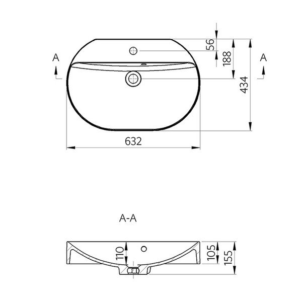 Balta izlietne no minerālu kompozītmateriāla 63x43 cm Helen – Sapho-image-4