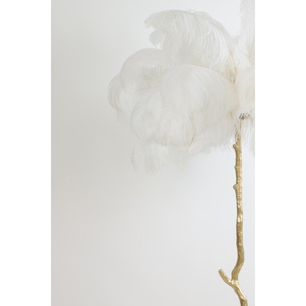 Balta/zelta krāsas stāvlampa ar spalvu abažūru (augstums 180 cm) Feather – Light & Living-image-4