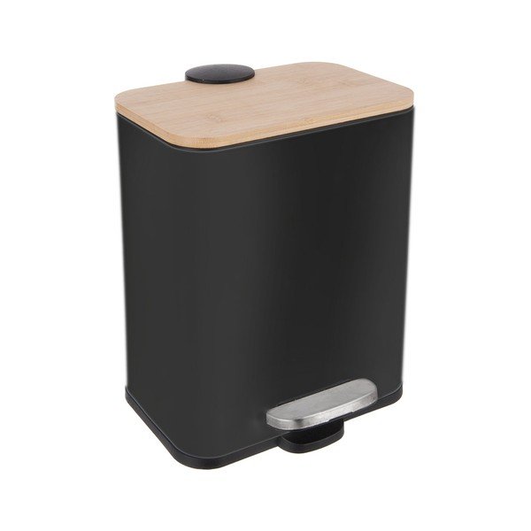 Melna nerūsējošā tērauda atkritumu tvertne ar pedāli 5 l Black – Orion
