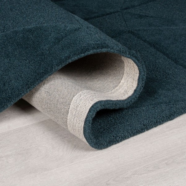 Zilganzaļš ar rokām darināts vilnas apaļš paklājs ø 160 cm Shard Teal – Flair Rugs-image-2