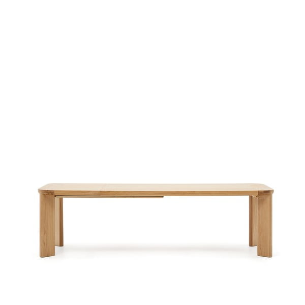 Dabīga toņa izvelkams ēdamgalds ar ozolkoka imitācijas galda virsmu 100x200 cm Jondal – Kave Home-image-3