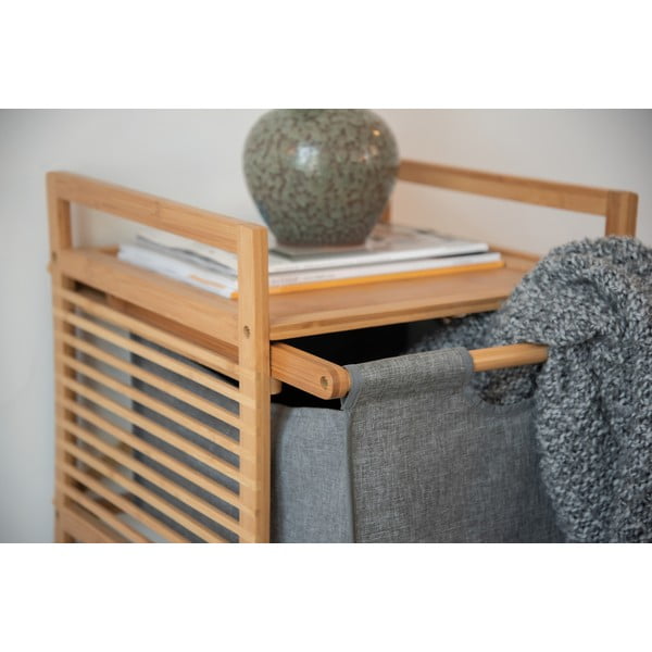 Pelēks/dabīga toņa bambusa zems vannas istabas skapis 40x56 cm Bahari – Wenko-image-4