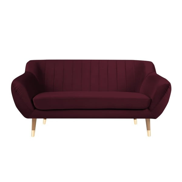 Mazzini Sofas Benito bordo krāsas samta dīvāns, 158 cm