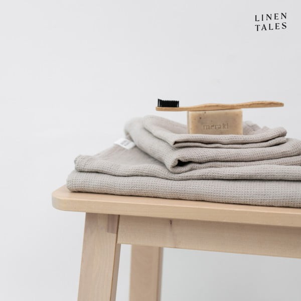 Dabīga toņa vafeļu lina dvielis 100x140 cm Natural Fine Waffle – Linen Tales-image-4