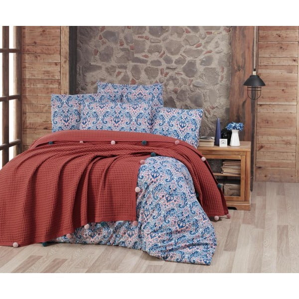 Ķieģeļu sarkans kokvilnas gultas pārklājs160x240 cm – Mila Home