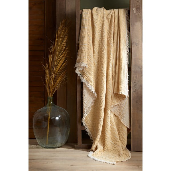 Dzeltens muslīna pārklājs divguļamai gultai 220x240 cm Etno – Mijolnir-image-2