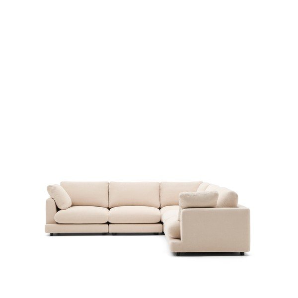 Bēšs stūra dīvāns no šenila auduma Gala – Kave Home-image-2