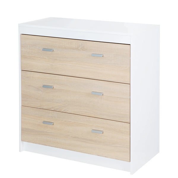 Balta/dabīga toņa augsta bērnu kumode ar ozolkoka imitāciju 89x98 cm Gabriella – Roba-image-2