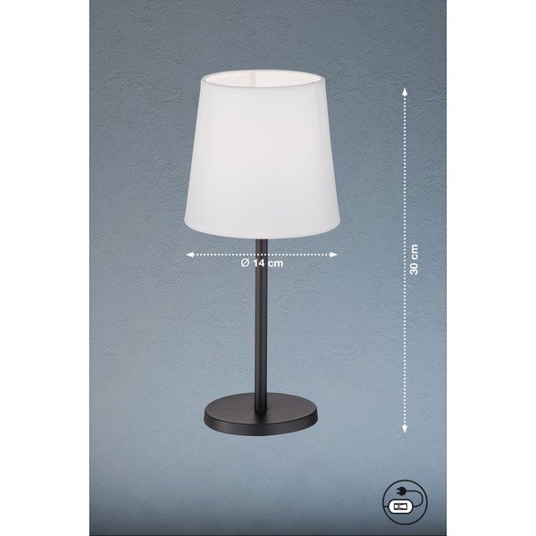 Melnbalta galda lampa ar auduma abažūru (augstums 30 cm) Eve – Fischer & Honsel-image-2