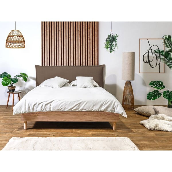 Brūna/dabīga toņa divvietīga gulta ar redelēm 160x200 cm Charlie – Bobochic Paris-image-2