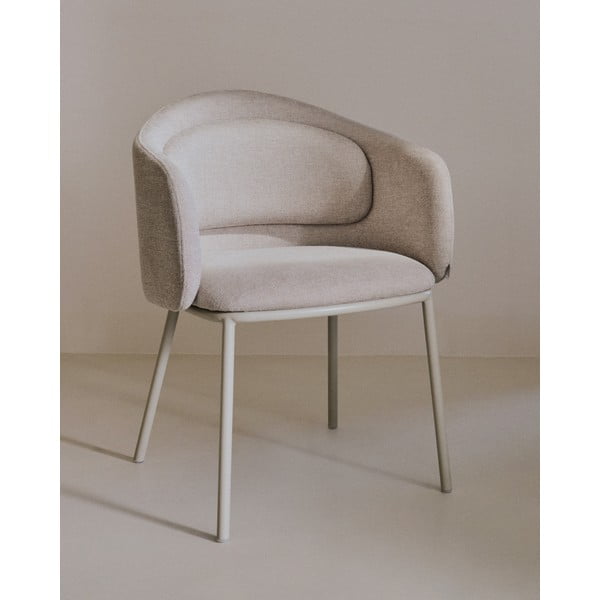 Bēšs polsterēts ēdamistabas krēsls ar roku balstiem Minda – Kave Home-image-1