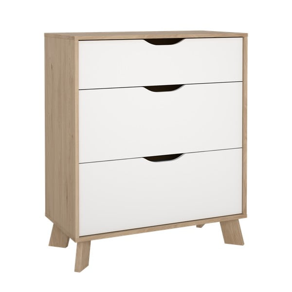 Balta/dabīga toņa kumode ar ozolkoka imitāciju 79x92x40 cm Ikast – Tvilum-image-4