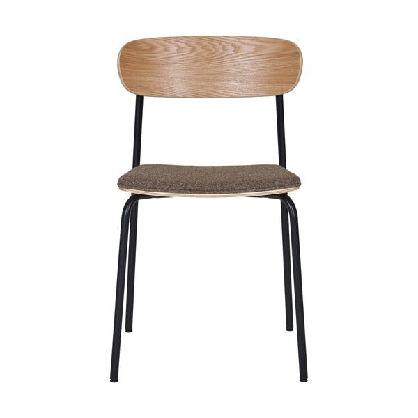 Melns/brūns pusdienu krēsls saliekams viens uz otra ar oškoka imitāciju Estepona – House Nordic-image-3