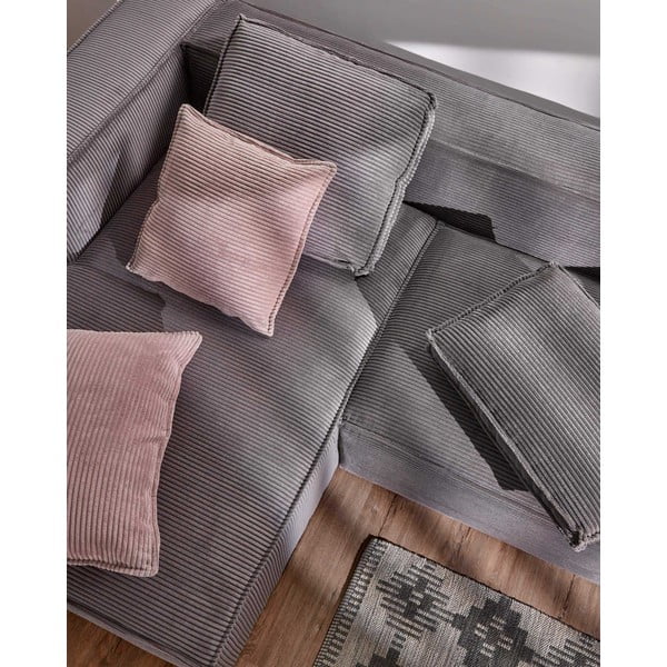 Pelēks velveta stūra dīvāns (kreisais stūris) Blok – Kave Home-image-4