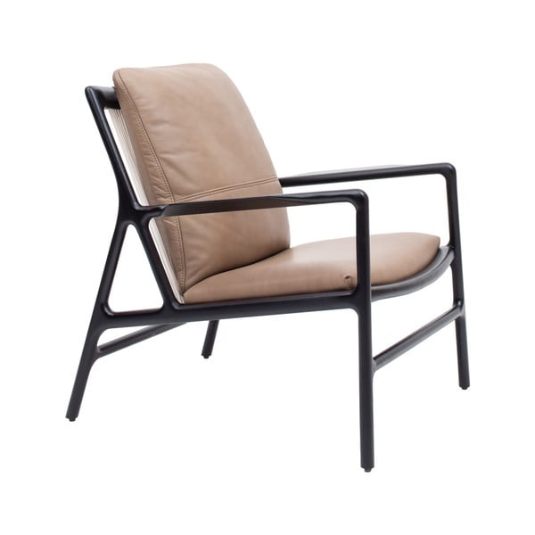 Melns/bēšs ādas atpūtas krēsls Dedo – Gazzda-image-3