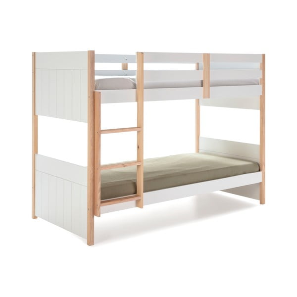 Balta divstāvu gulta bērniem no priedes koka 90x190 cm Kiara – Marckeric-image-4