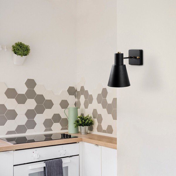 Melna/zelta krāsas sienas lampa ø 14 cm Funnel – Opviq lights-image-2