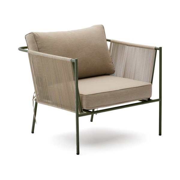 Zaļš/bēšs metāla dārza atpūtas krēsls Zivia – Kave Home