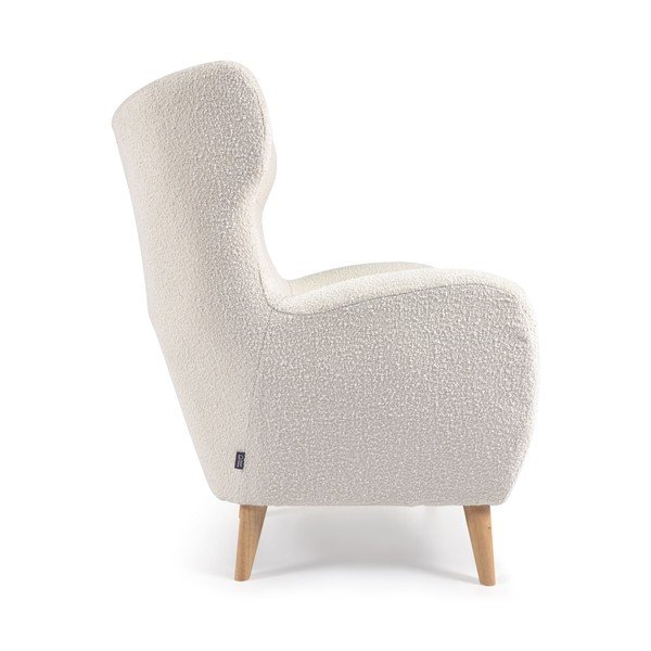 Balts atpūtas krēsls no buklē auduma Patio – Kave Home-image-3