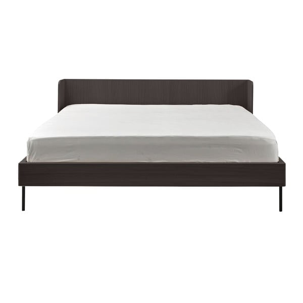 Melna divvietīga gulta ar ozolkoka imitāciju 160x200 cm Wrap – Bonami Selection