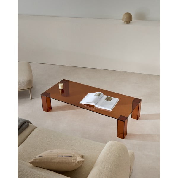 Brūns stikla žurnālgaldiņš 60x140 cm Adularia – Kave Home-image-1