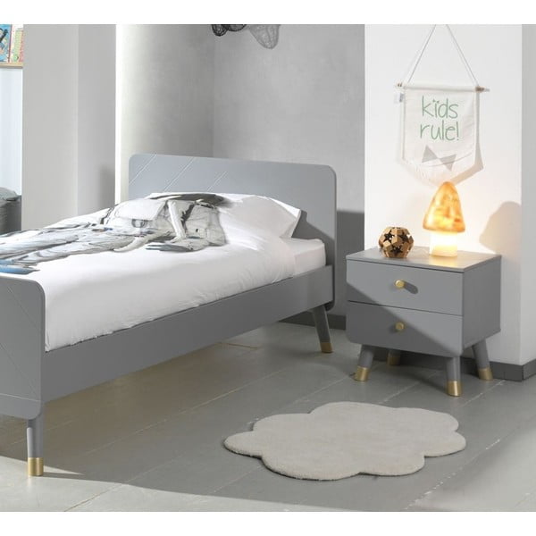 Pelēks bērnu naktsskapītis no priedes koka Vipack Billy-image-1