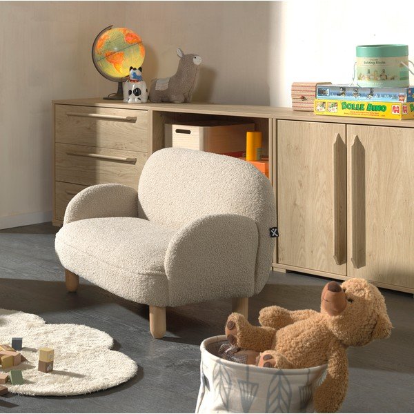 Bēšs bērnu dīvāns no buklē auduma 89 cm Rocky – Vipack-image-1